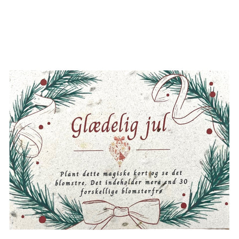 Blomsterkort med frø “Glædelig jul''