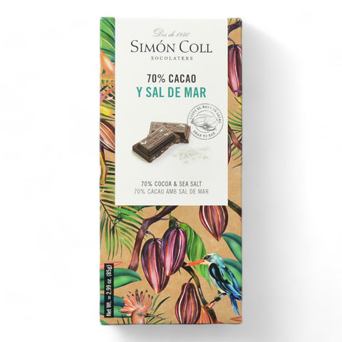 Simon Coll Chokolade med havsalt 70% Cacao 85 g.