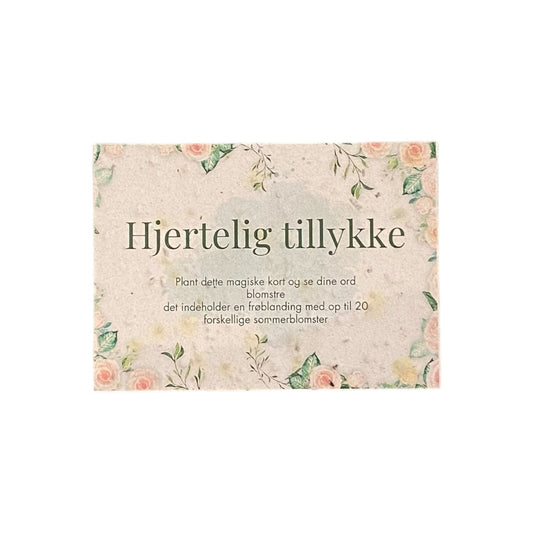 Blomsterkort med frø - Hjertelig Tillykke